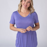 IN STOCK Sarah Ruffle Short Sleeve - Periwinkle Purple