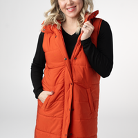 IN STOCK Harlow Long Vest - Pumpkin