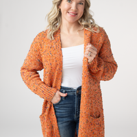 IN STOCK Carly Confetti Dot Cardigan - Pumpkin