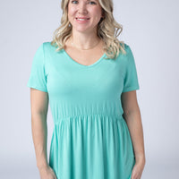 IN STOCK Sarah Ruffle Short Sleeve - Turquoise