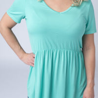 IN STOCK Sarah Ruffle Short Sleeve - Turquoise