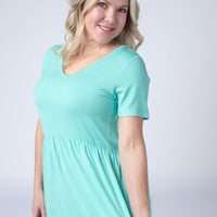 IN STOCK Sarah Ruffle Short Sleeve - Turquoise
