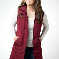 IN STOCK Harlow Long Vest - Burgundy