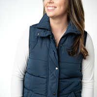 IN STOCK Harlow Long Vest - Navy