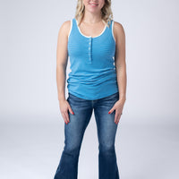 IN STOCK Shiloh Button Snap Tank - Ocean Blue FINAL SALE
