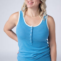 IN STOCK Shiloh Button Snap Tank - Ocean Blue FINAL SALE