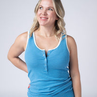 IN STOCK Shiloh Button Snap Tank - Ocean Blue FINAL SALE