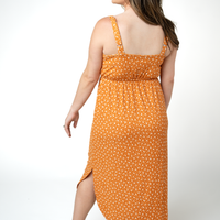 IN STOCK Reagan Ribbed Midi Dress - Pumpkin Floral