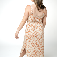 IN STOCK Reagan Ribbed Midi Dress - Sand and Rust Floral