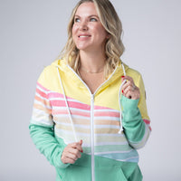 IN STOCK Colorblock Fullzip - Yellow, Rainbow Stripes, and Lime