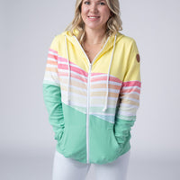 IN STOCK Colorblock Fullzip - Yellow, Rainbow Stripes, and Lime