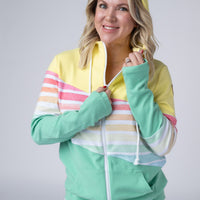 IN STOCK Colorblock Fullzip - Yellow, Rainbow Stripes, and Lime