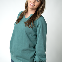 IN STOCK Lace Accent Vintage Wash Pullover - Teal