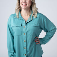 IN STOCK Brenna Button Down Top - Teal