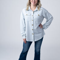 IN STOCK Brenna Button Down Top - Grey