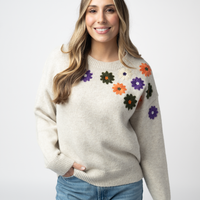 IN STOCK Fall Floral Sweater - Beige