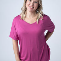 IN STOCK Bamboo V Neck Tee - Magenta