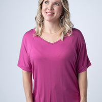 IN STOCK Bamboo V Neck Tee - Magenta