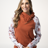 IN STOCK Classic Zoey ZipCowl Sweatshirt - Maple and Fall Foliage