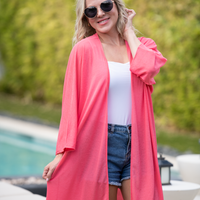 IN STOCK Ellie Cover-Up Kimono - Sunkissed Coral