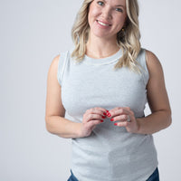 IN STOCK Morgan Micro Striped Tank - Grey