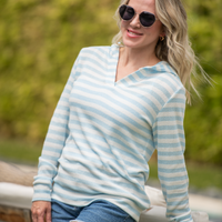 IN STOCK Amelia Striped Hoodie - Sky Blue