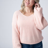 IN STOCK Bethany Bow Knit Sweater - Light Pink