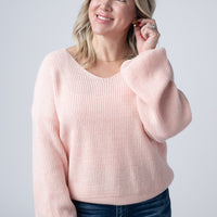 IN STOCK Bethany Bow Knit Sweater - Light Pink