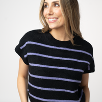 IN STOCK Striped Sweater Top - Black and Purple