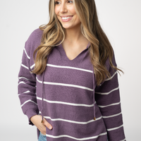 IN STOCK Maddie Striped Hoodie - Purple