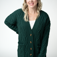IN STOCK Brooks Button Sweater Cardigan - Evergreen