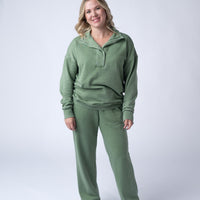 IN STOCK Wide Leg Vintage Wash Bottoms - Olive FINAL SALE