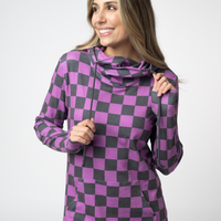 IN STOCK Ashley Hoodie - Black and Purple Checkers