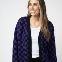 IN STOCK Micro Checkered Cardigan - Black and Purple