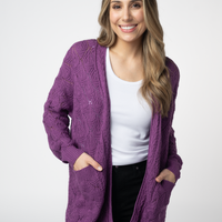 IN STOCK Open Knit Cardigan - Purple