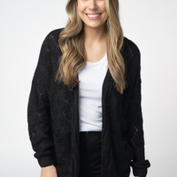 IN STOCK Open Knit Cardigan - Black
