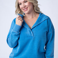 IN STOCK Jesse Vintage Wash Snap Pullover - Winter Blue