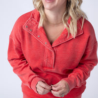 IN STOCK Jesse Vintage Wash Snap Pullover - Red