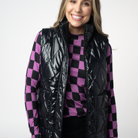 IN STOCK Remy Zip Up Vest - Shiny Black