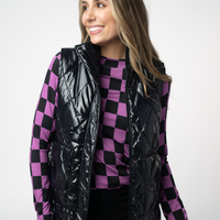 IN STOCK Remy Zip Up Vest - Shiny Black