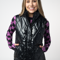 IN STOCK Remy Zip Up Vest - Shiny Black