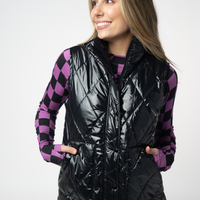IN STOCK Remy Zip Up Vest - Shiny Black
