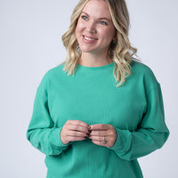 IN STOCK Corrine Ribbed Pullover Top - Emerald