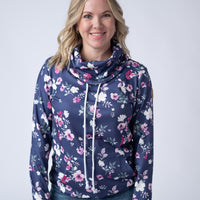 IN STOCK Soft Funnel Neck - Navy Floral