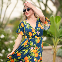 IN STOCK Harley High-Low Dress - Navy Citrus FINAL SALE