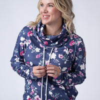 IN STOCK Soft Funnel Neck - Navy Floral