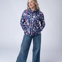 IN STOCK Soft Funnel Neck - Navy Floral