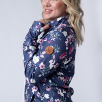 IN STOCK Soft Funnel Neck - Navy Floral