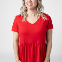 IN STOCK Sarah Ruffle Short Sleeve - Red FINAL SALE