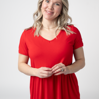 IN STOCK Sarah Ruffle Short Sleeve - Red FINAL SALE